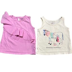 BABY GAP | RUFFLE ZEBRA TANK TOP BUNDLE | LAVENDER | CREAM | BABY GIRL | 12-18M